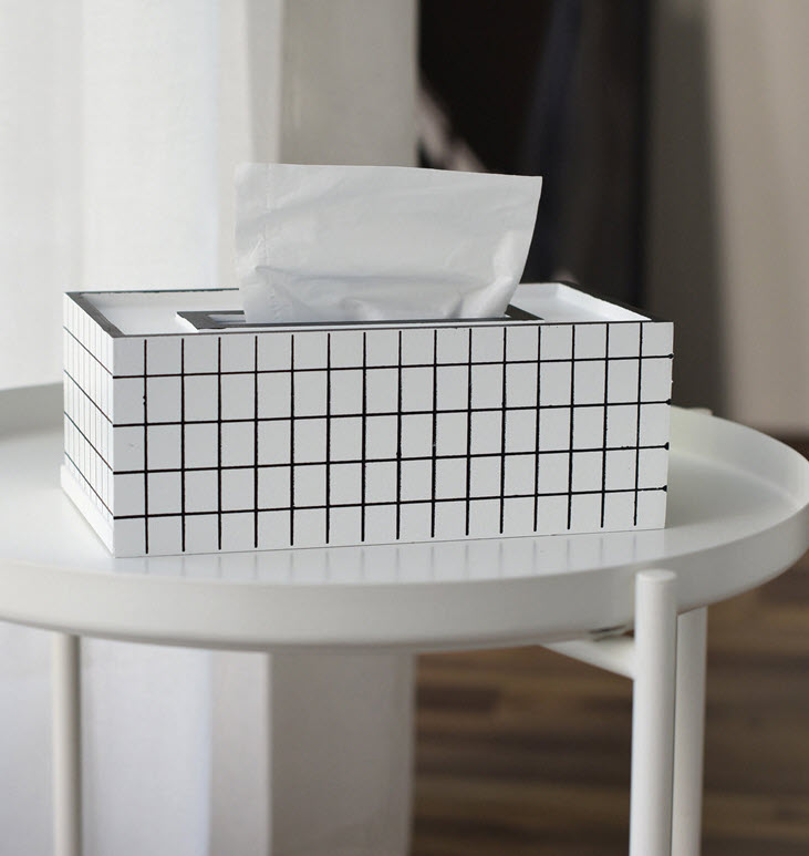 Hộp đựng khăn giấy gỗ MDF in hoa văn FML06