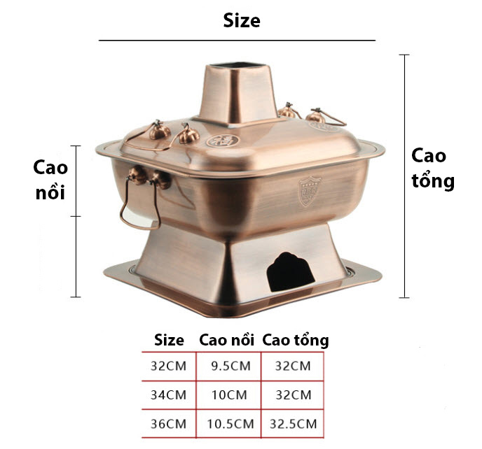Nồi lẩu cổ điển vuông lẩu cù lao cho nhà hàng Zetai FS012