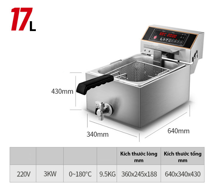 Bếp chiên nhúng bằng điện Lecon EF101GZ