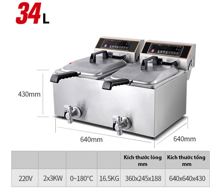 Bếp chiên nhúng bằng điện Lecon EF101GZ