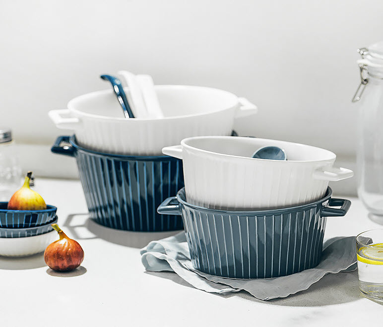 Tô thố sứ porcelain 2 quai vân sọc Lisa LIS011