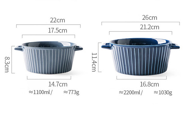 Tô thố sứ porcelain 2 quai vân sọc Lisa LIS011