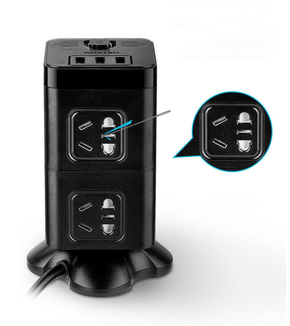 Ổ cắm điện kèm USB hình trụ chịu tải 2500W 10A OEM C31102