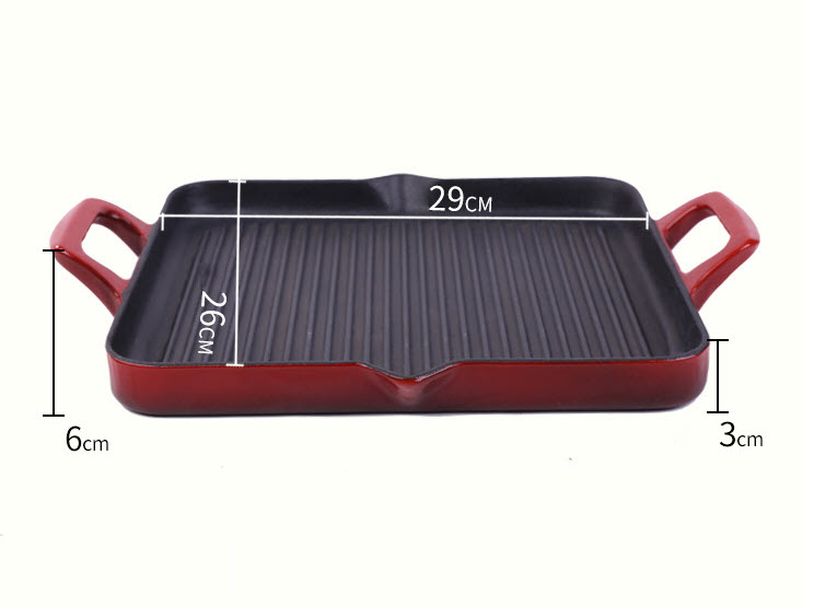 Chảo gang vỉ gang nướng thịt 29x26cm Jinghui FX2926