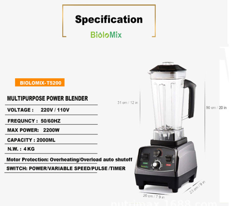 Máy xay sinh tố công nghiệp 2L BioloMix T5200