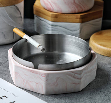 Gạt tàn inox gốm sứ Ziga ZG001