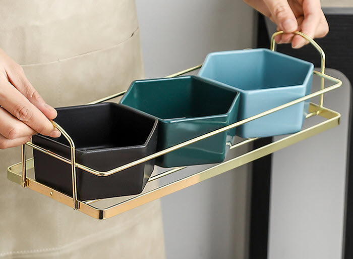 Khay đựng bánh kẹo trái cây topping uống trà 3 ngăn để bàn YXK04