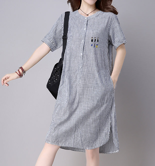 Đầm suông kẻ sọc cotton nữ SmallApple SA006