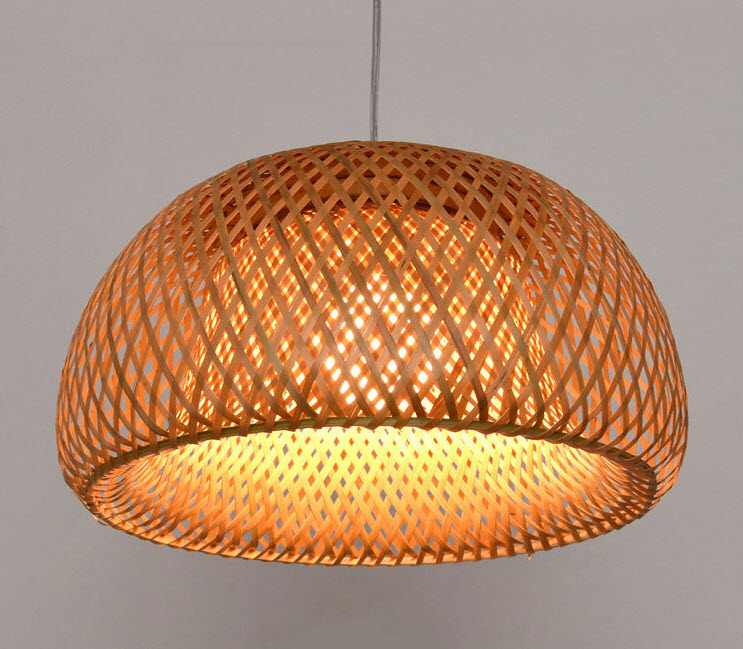Đèn thả trần tre đan lưới handmade Grid RT003