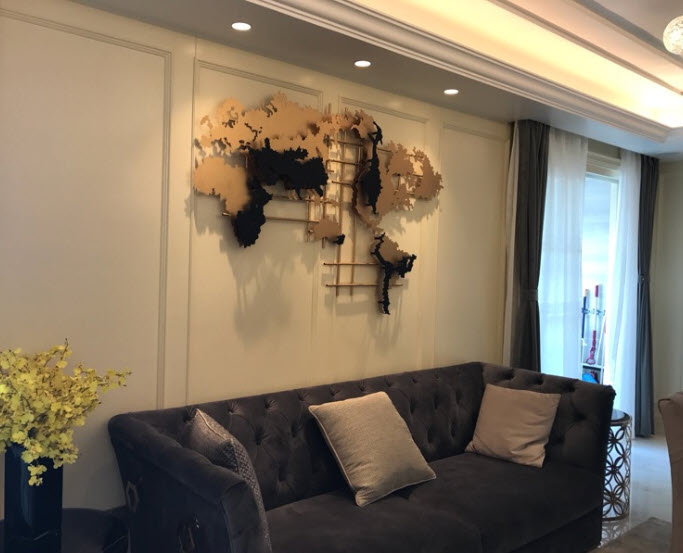 Khung trang trí tường bản đồ 3D MingDu MD4253
