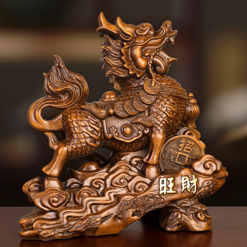 Cặp Kỳ Lân trang trí phong thủy chất liệu resin giả cổ DY6997