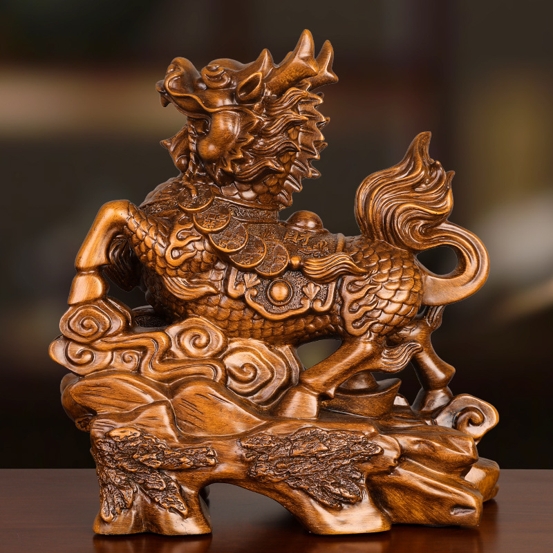 Cặp Kỳ Lân trang trí phong thủy chất liệu resin giả cổ DY6997