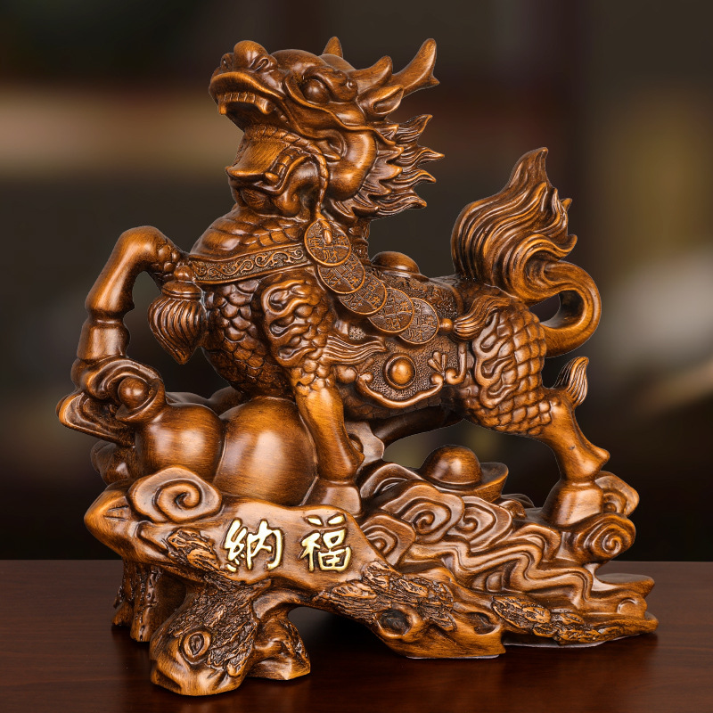Cặp Kỳ Lân trang trí phong thủy chất liệu resin giả cổ DY6997