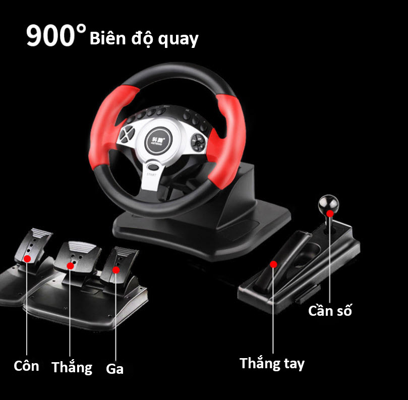 Vô lăng chơi game 900 độ 6 số Kraton KT900