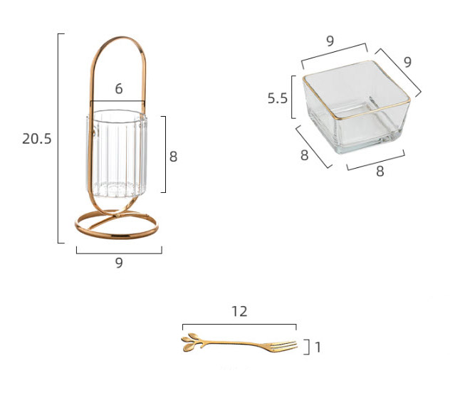Khay đựng bánh kẹo topping uống trà 6 ngăn thủy tinh FR002