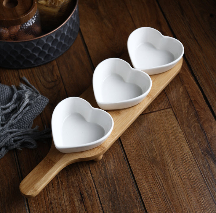 Khay đựng bánh kẹo topping uống trà sứ trắng JD7562