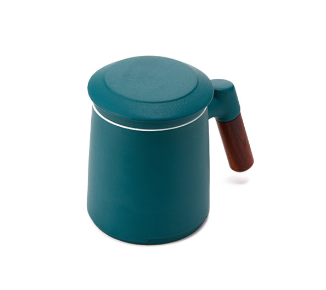 Ly pha trà có lõi lọc bằng gốm sứ có nắp tay cầm gỗ 400ml G120