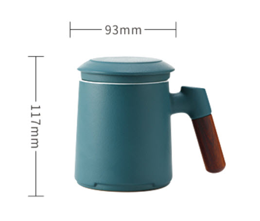 Ly pha trà có lõi lọc bằng gốm sứ có nắp tay cầm gỗ 400ml G120