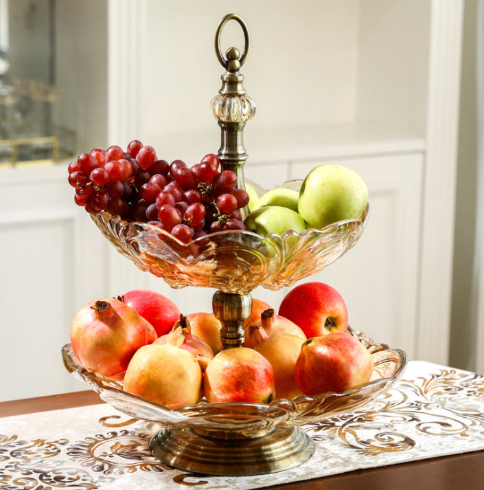 Kệ đựng trái cây bánh kẹo tiệc buffet 2 tầng thủy tinh HJ3533