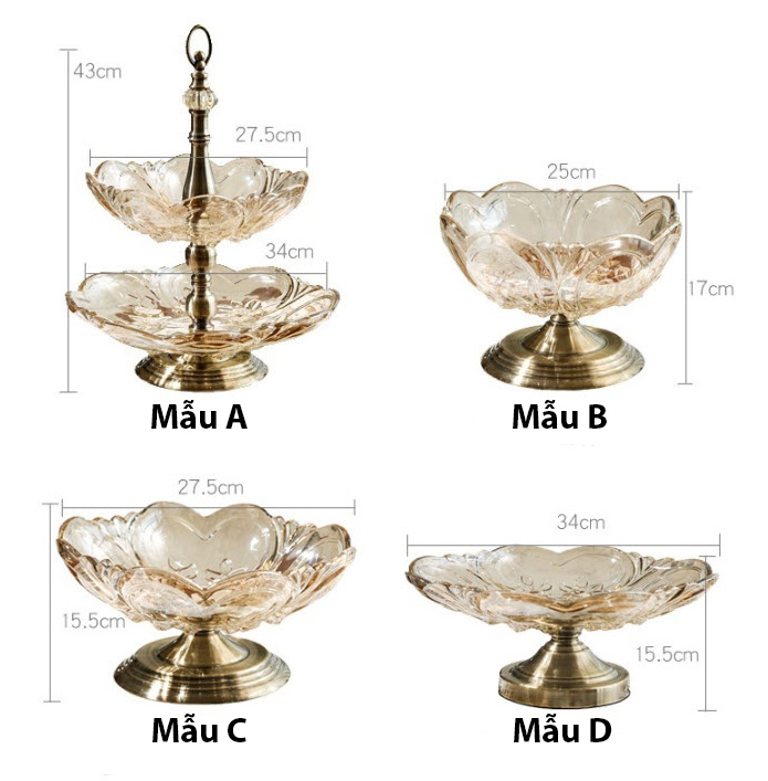 Kệ đựng trái cây bánh kẹo tiệc buffet 2 tầng thủy tinh HJ3533