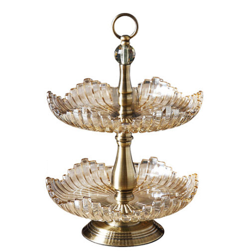 Kệ đựng bánh kẹo trái cây buffet 2 tầng thủy tinh HJ2140