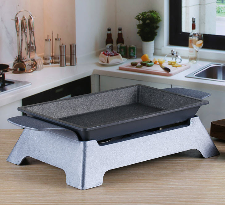 Khay hấp cá hâm nóng hải sản món ăn buffet kèm bộ bếp cồn XF016
