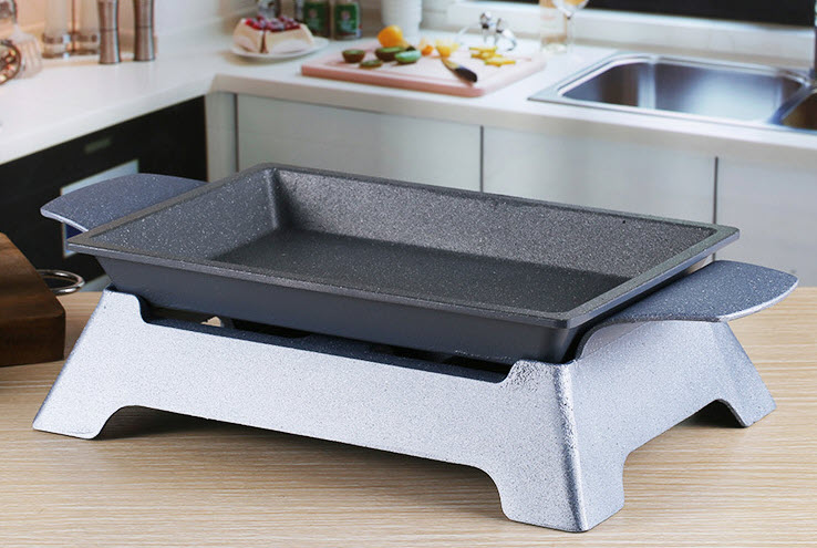 Khay hấp cá hâm nóng hải sản món ăn buffet kèm bộ bếp cồn XF016
