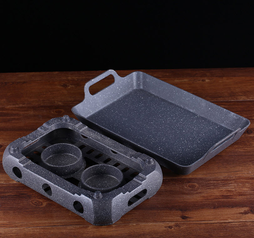 Khay hâm nóng hải sản hấp cá giữ nóng thức ăn buffet kèm bếp cồn XF018