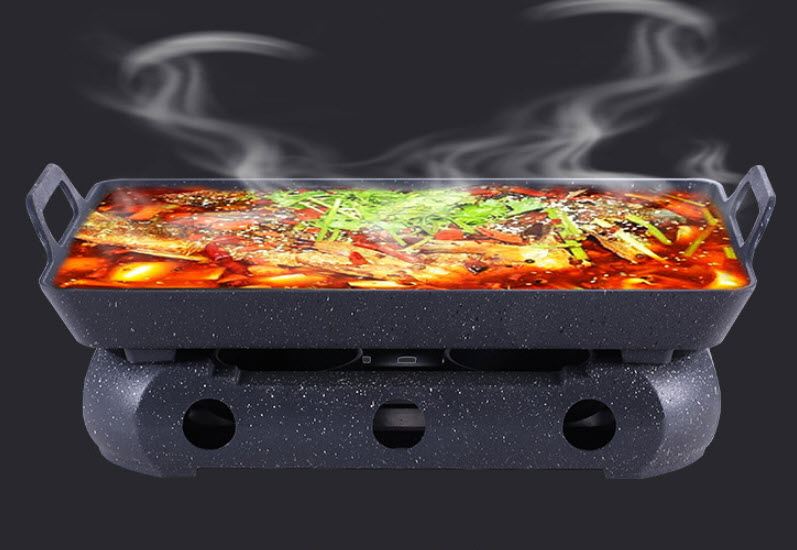 Khay hâm nóng hải sản hấp cá giữ nóng thức ăn buffet kèm bếp cồn XF018