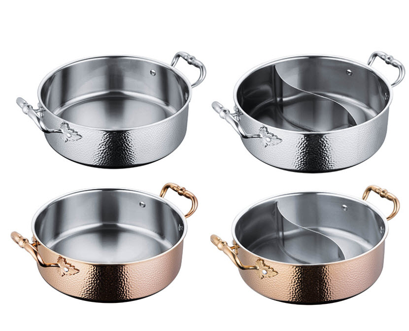Nồi lẩu 2 ngăn inox 304 hoa văn vân búa đáy 3 lớp Legacy LG001
