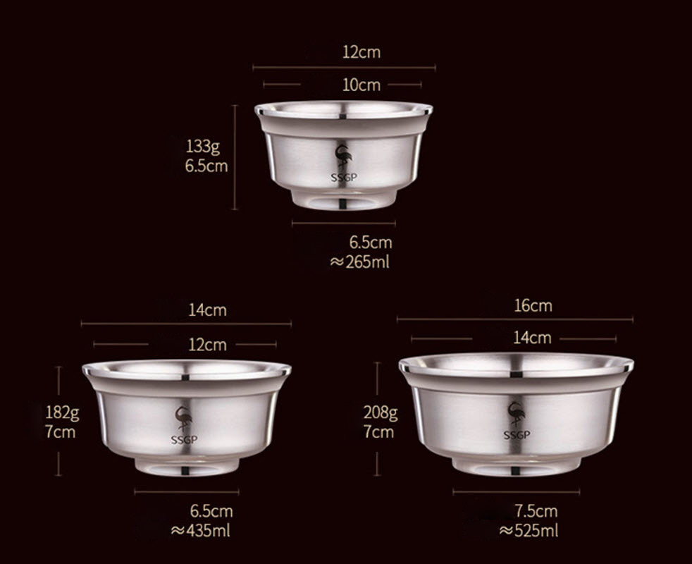 Chén inox tô inox 304 cách nhiệt 2 lớp SSGP SD0272
