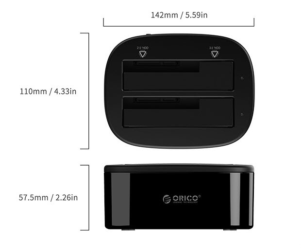 Dock đọc ổ cứng 2.5 và 3.5 inch Orico 6228US3 di động USB3.0 