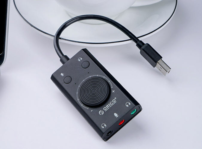 Sound card gắn ngoài Orico SC2 hỗ trợ 2 tai nghe và 1 mic