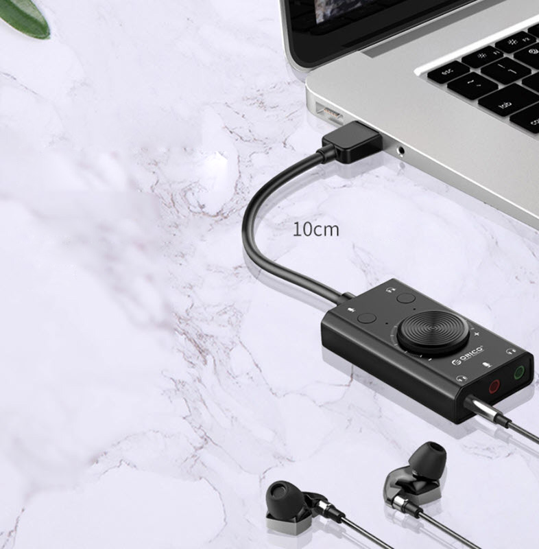 Sound card gắn ngoài Orico SC2 hỗ trợ 2 tai nghe và 1 mic