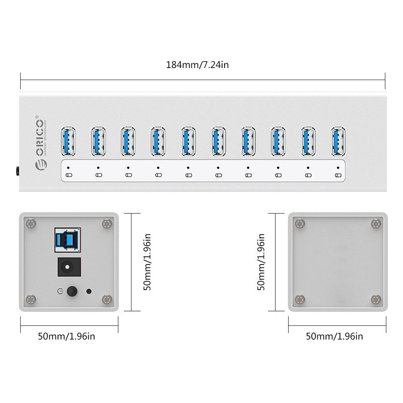 Hub bộ chia usb 10 cổng Orico A3H10 chuẩn USB3.0