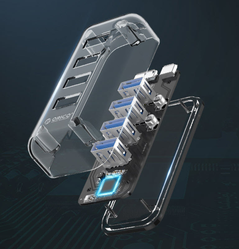 Hub bộ chia usb 4 cổng Orico F4UU3CR chuẩn USB3.0