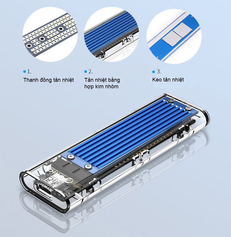 Box đựng ổ cứng SSD M.2 NVME Orico TCM2C3 chuẩn USB3.1 type-C