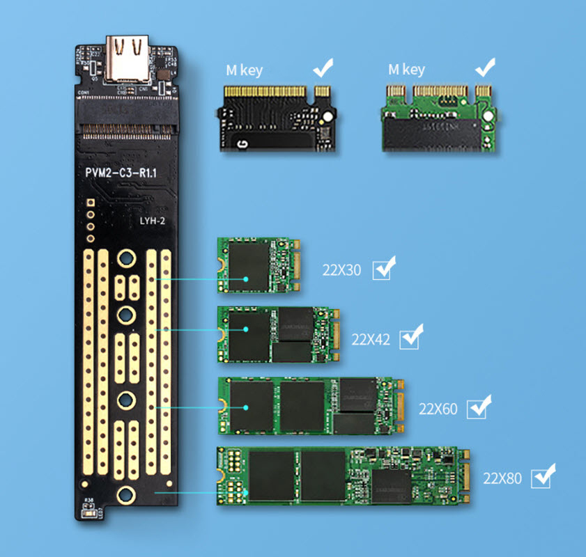 Box đựng ổ cứng SSD M.2 NVME Orico TCM2C3 chuẩn USB3.1 type-C