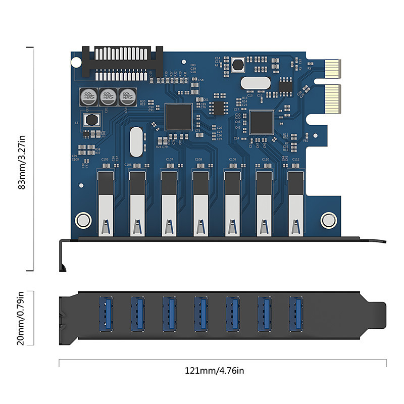 Card chuyển PCI-E sang 7 cổng USB chuẩn 3.0 Orico PVU37U cho máy tính