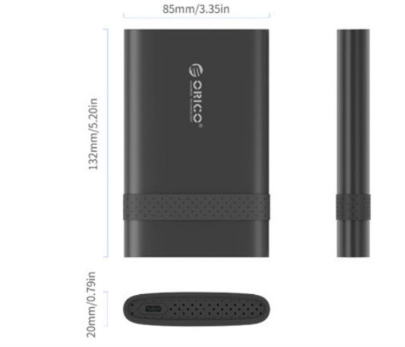 Box đựng ổ cứng SSD di động Orico 2538C3 chuẩn USB3.0 type-C