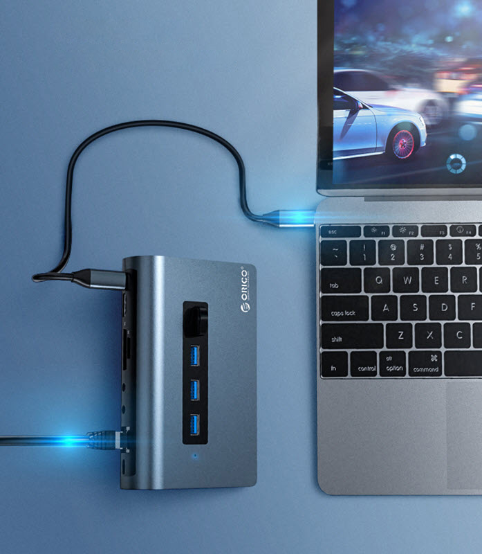 Dock station chia cổng USB HDMI Ethernet Micro audio Orico M3H6N