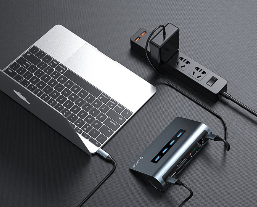 Dock station chia cổng USB HDMI Ethernet Micro audio Orico M3H6N