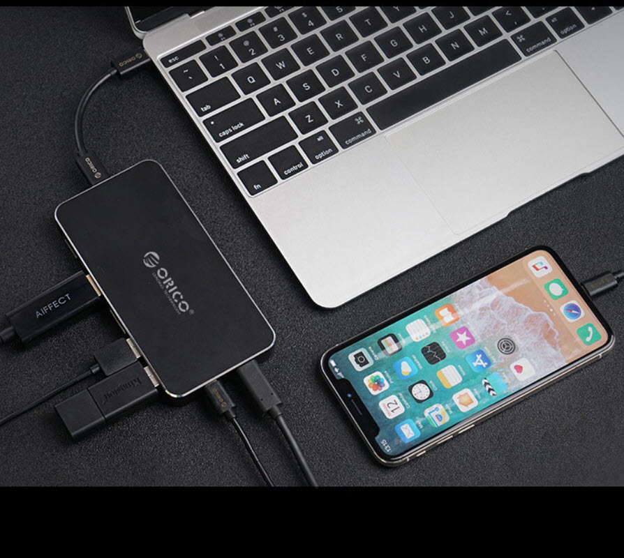 Dock station chia cổng USB3.0 VGA HDMI DP USB-C Orico XC306