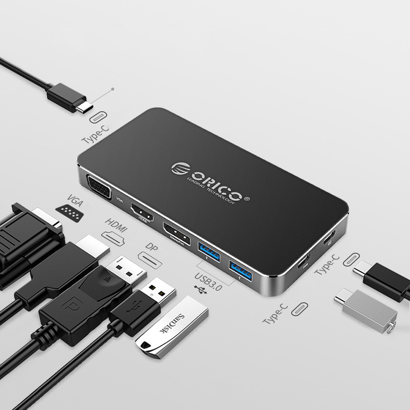 Dock station chia cổng USB3.0 VGA HDMI DP USB-C Orico XC306
