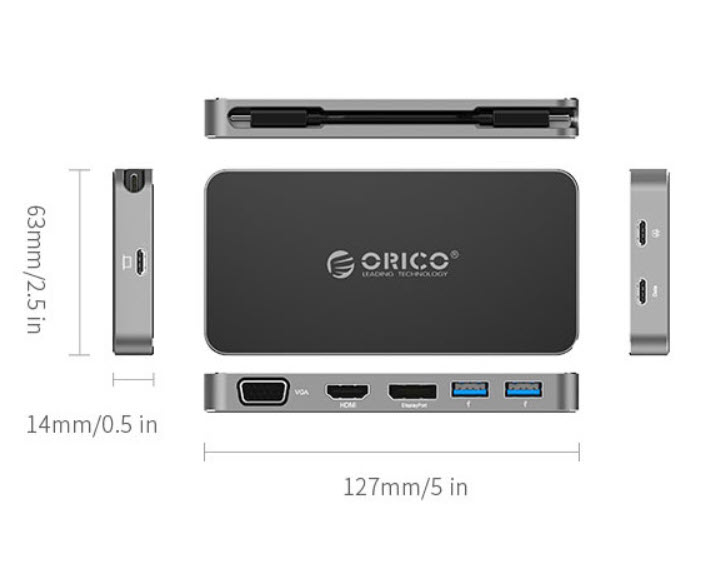 Dock station chia cổng USB3.0 VGA HDMI DP USB-C Orico XC306
