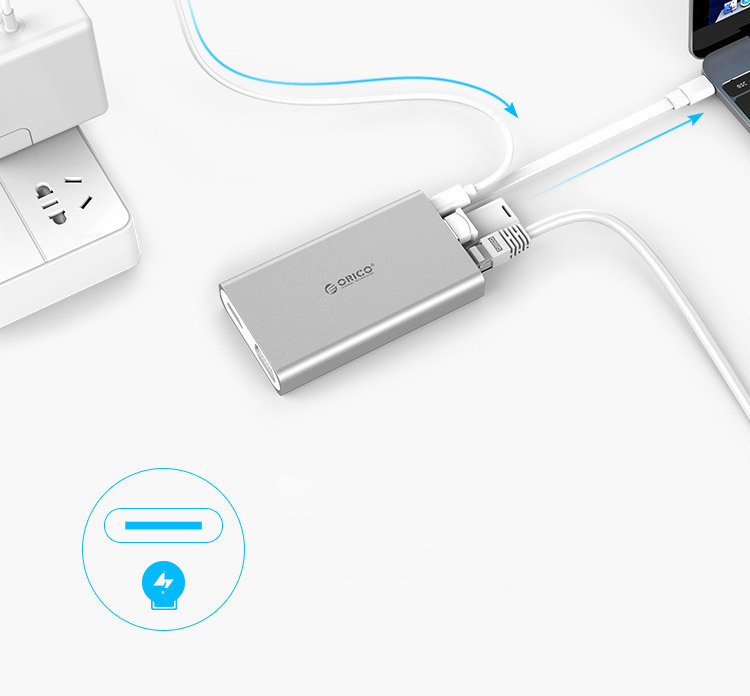 Dock station Type-C Orico ADS2R chia cổng USB3.0 VGA HDMI Ethernet USB-C