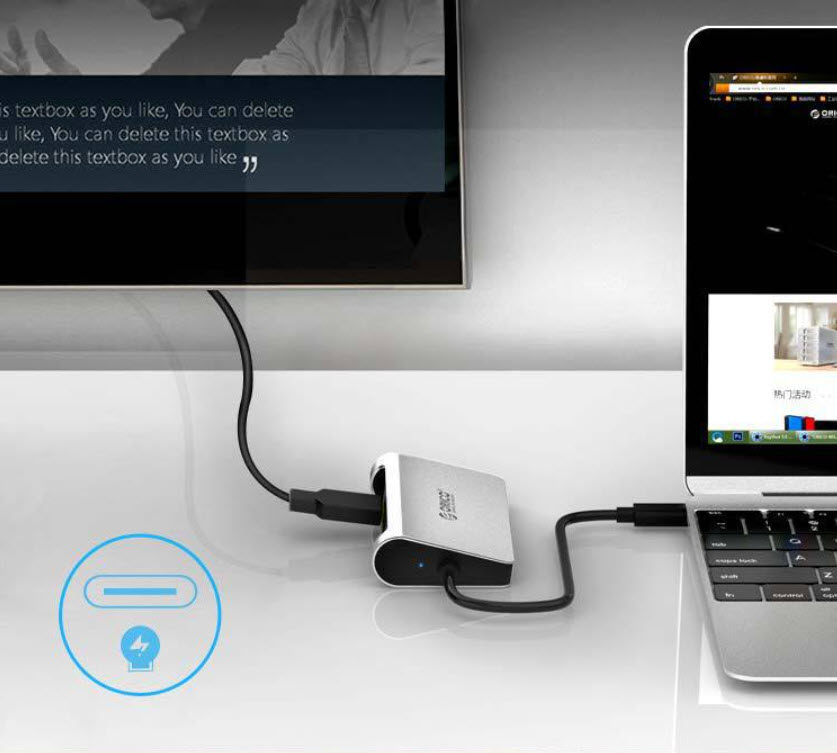 Dock station Type-C Orico CLHX3 chia cổng USB3.0 USB-C HDMI Ethernet