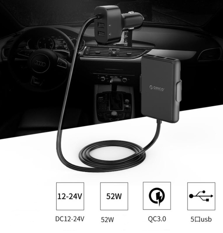 Bộ sạc nhanh điện thoại cho xe hơi Orico UCP5P