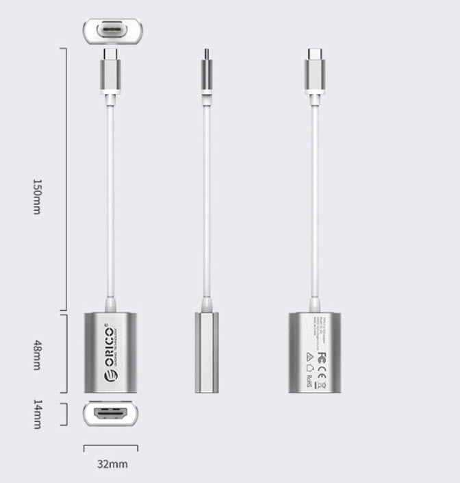 Card chuyển USB Type-C sang HDMI VGA DP Mini-DP Orico XC101
