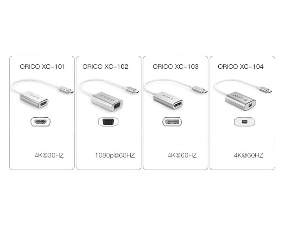 Card chuyển USB Type-C sang HDMI VGA DP Mini-DP Orico XC101